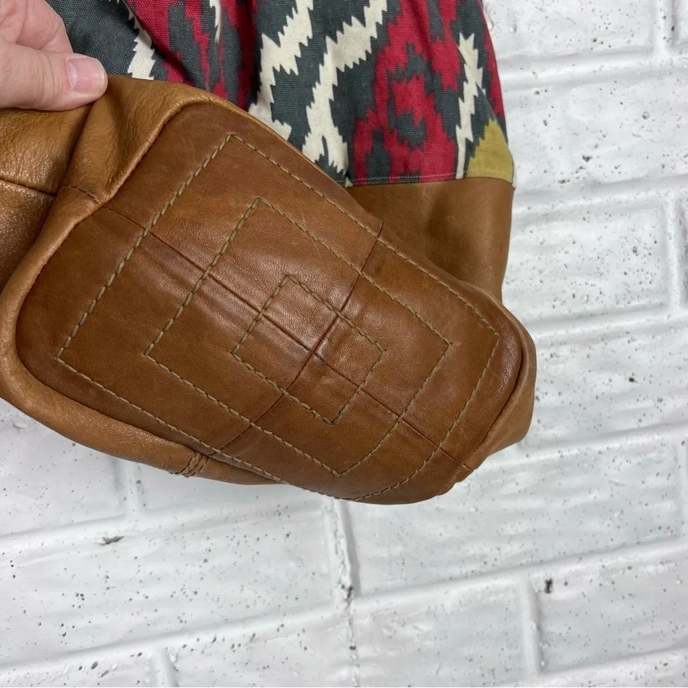Slouchy Hobo tote bag | Leather & Aztec Print